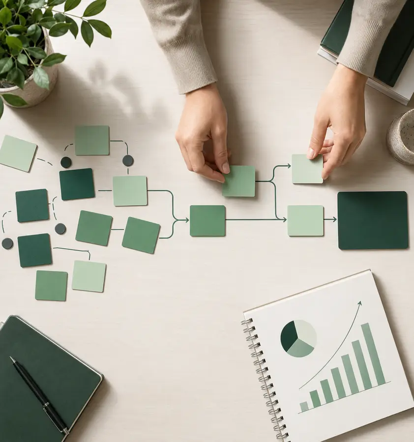 Profissional organizando processos para tornar uma empresa mais eficiente